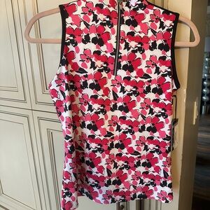 Chic Floral Sleeveless Top - Pink, Black, and White